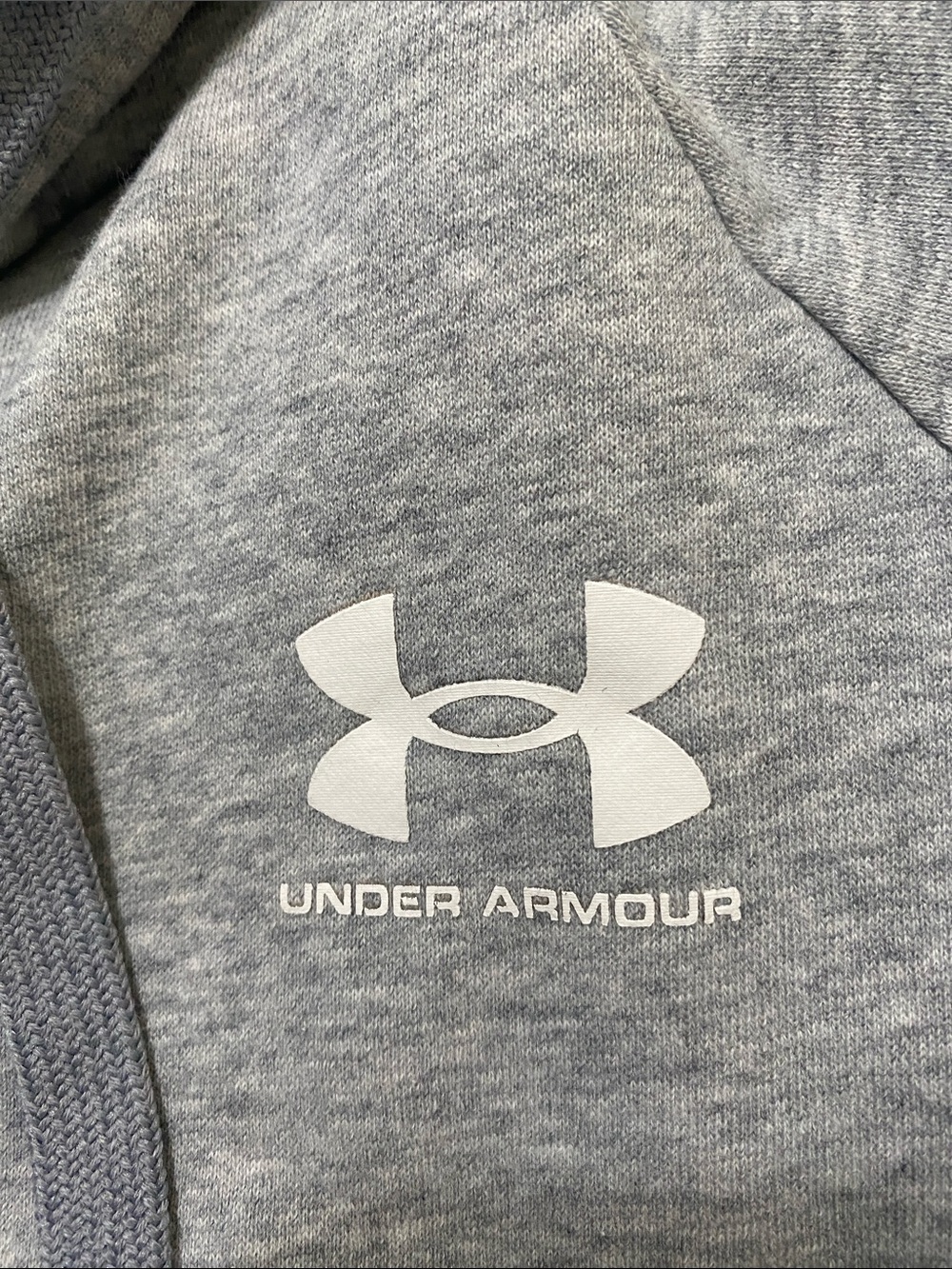 Under Armour Light Gray Pullover Hoodie with Front Pocket Sz Small Unisex - Picture 4 of 5